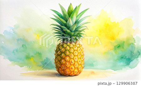 水彩画パイナップルのイラスト背景 129906387