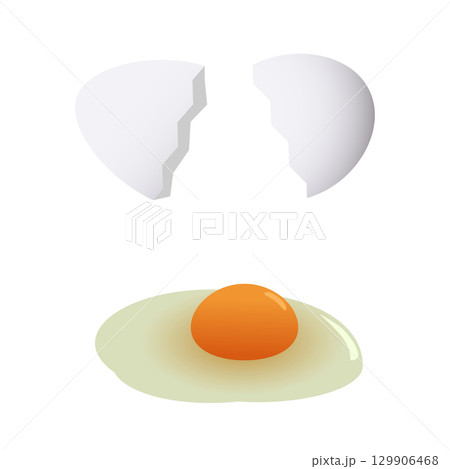 割った卵のイラスト素材 129906468