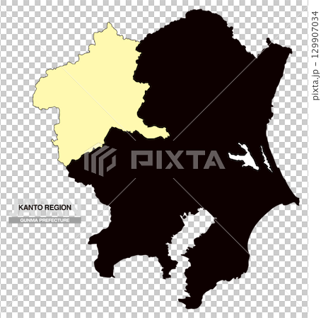 Map of Japan Kanto Region Gunma Prefecture No Prefectural Borders 03 129907034