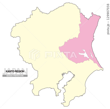 日本地図 関東地方 茨城県 県境無し 02 129907038