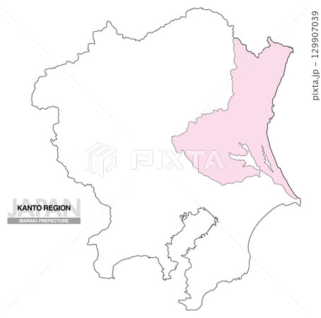 日本地図 関東地方 茨城県 県境無し 01 129907039