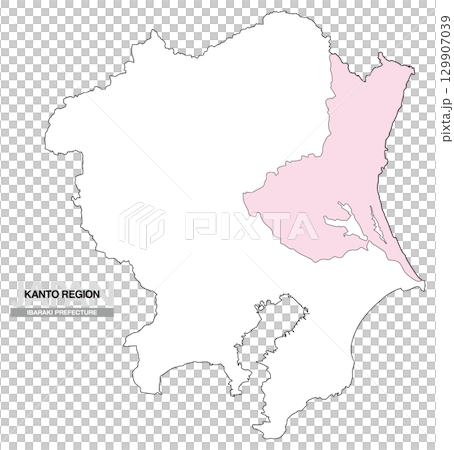 日本地図 関東地方 茨城県 県境無し 01 129907039