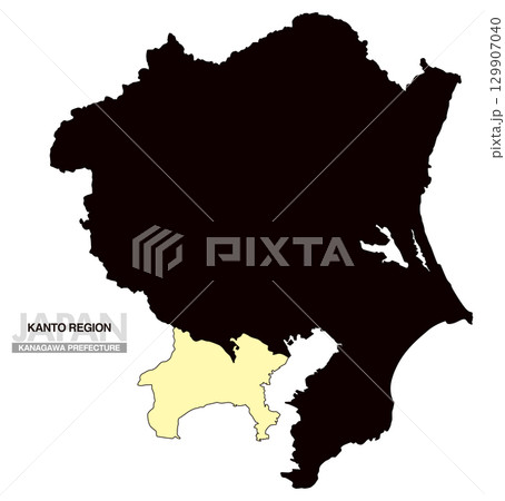 日本地図 関東地方 神奈川県 県境無し 03 129907040