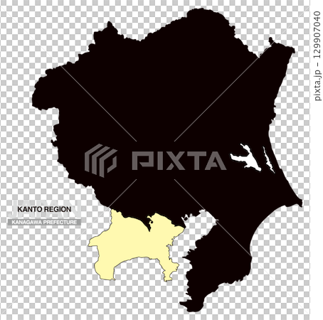 日本地図 関東地方 神奈川県 県境無し 03 129907040