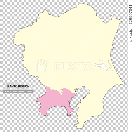 日本地図 関東地方 神奈川県 県境無し 02 日本地図 関東地方 神奈川県 県境無し 02 129907041