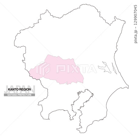 日本地図 関東地方 埼玉県 県境無し 01 日本地図 関東地方 埼玉県 県境無し 01 129907045