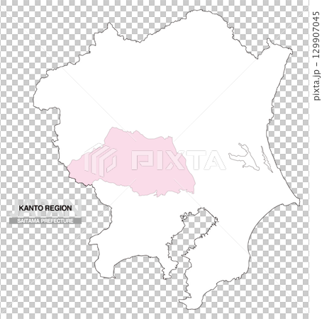 日本地図 関東地方 埼玉県 県境無し 01 日本地図 関東地方 埼玉県 県境無し 01 129907045