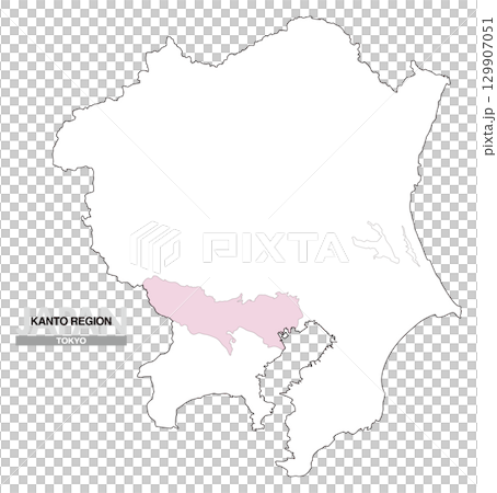 Map of Japan Kanto region Tokyo prefecture borderless 01 129907051