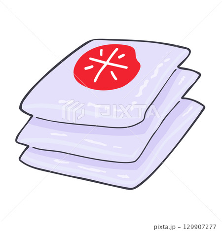 米袋が平積みされたイラスト 食材 農業 収穫 貯蔵 備蓄 129907277