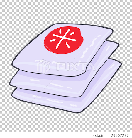 米袋が平積みされたイラスト 食材 農業 収穫 貯蔵 備蓄 129907277