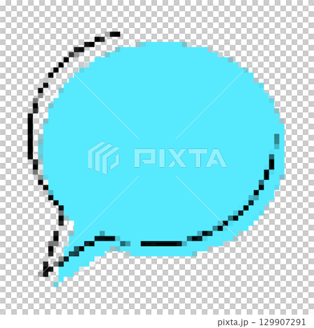 簡單的圓形像素化氣泡，藍色，用於評論、漫畫風格的對話、訊息等。 129907291