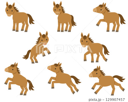 馬のイラストセット 129907457
