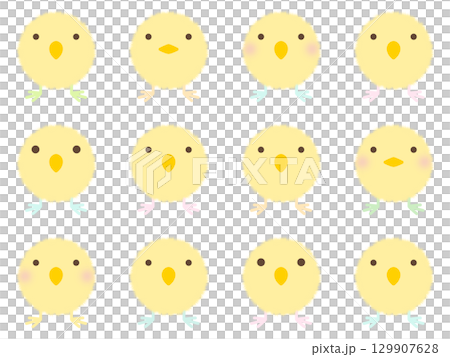 黄色いヒヨコのシームレスパターン　C-1 129907628