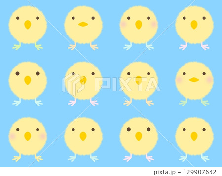 黄色いヒヨコのシームレスパターン　C-3 129907632