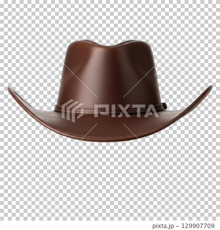 Brown leather cowboy hat with a traditional western design and a simple hatband accessory 129907709