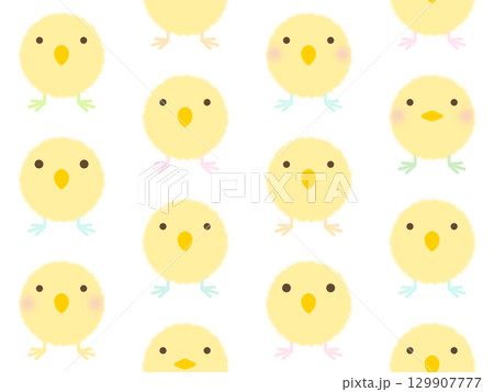 黄色いヒヨコのシームレスパターン　D-1 129907777
