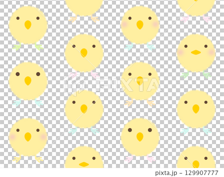 黄色いヒヨコのシームレスパターン　D-1 129907777