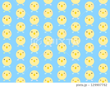 黄色いヒヨコのシームレスパターン　D-3' 129907782