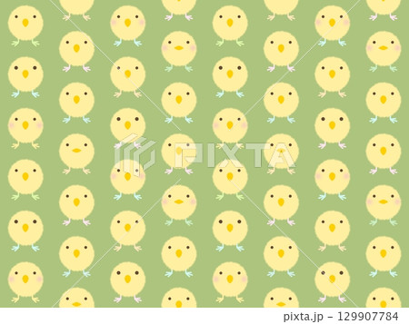 黄色いヒヨコのシームレスパターン　D-4' 129907784