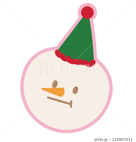 Snowman wearing hat for Christmas decoration, winter festive season, card print, December element, gift wrap, packaging, cartoon character, comic, sticker, campaign badge, brooch, expression, mood Snowman wearing hat for Christmas decoration, winter festive season, card print, December element, gift wrap, packaging, cartoon character, comic, sticker, campaign badge, brooch, expression, mood 129907811