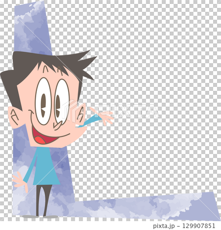 A man waving his hand in greeting. No copy space outline. 129907851