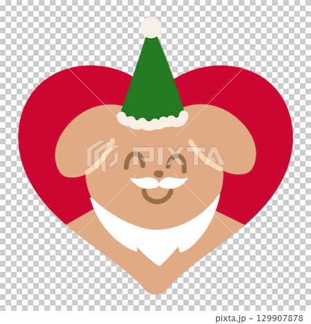 Cute Christmas illustration of puppy wearing Santa beard and party hat for Christmas decoration, festive winter season, pet shop, vet, patch, sticker, adopt and rescue animal, dog cartoon, icons, pin Cute Christmas illustration of puppy wearing Santa beard and party hat for Christmas decoration, festive winter season, pet shop, vet, patch, sticker, adopt and rescue animal, dog cartoon, icons, pin 129907878