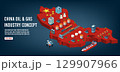 China oil and gas industry concept with Energy and Power on flag background.  129907966