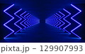 Blue modern lighting with interior empty space, 3d rendering sci-fi concept 129907993