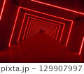red modern lighting with interior empty space, 3d rendering sci-fi concept 129907997