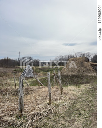 世界文化遺産三内丸山遺跡の竪穴建物跡【エディトリアル使用限定】 129908004