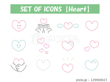 ハートの素材手描き風アイコンセット② 129908021