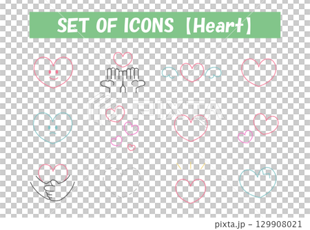 ハートの素材手描き風アイコンセット② 129908021