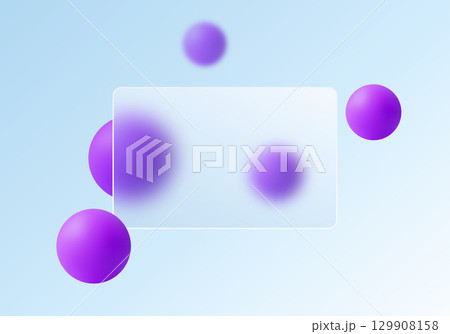 Bright violet spheres with translucent glass frame 129908158