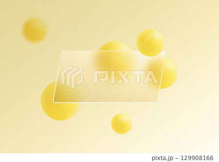 Yellow abstract background in glass morphism style with spheres. Yellow abstract background in glass morphism style with spheres. 129908166