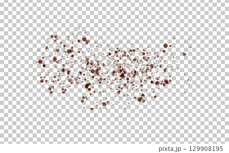Splashes of abstract watercolor spots scattered across the page, imitating cinnamon. Hand-drawn illustration isolated on a white background. 129908195