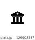 bank icon illustration in black color isolated on white background. bank vector icon, museum, university 129908337
