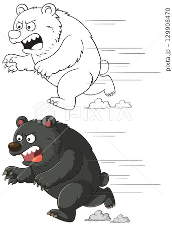 Cartoon Bears Running with Speed Lines 129908470