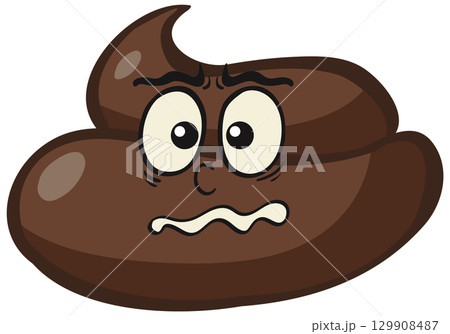 Cartoon Poop Emoji with Worried Expression Cartoon Poop Emoji with Worried Expression 129908487