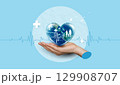 World heart day. health care medical focus heartbeat for checking the function of the patient heart. health insurance, love. heart attack and cardiology. elements of this image furnished by NASA. 129908707