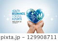 World heart day. health care medical focus heartbeat for checking the function of the patient heart. health insurance, love. heart attack and cardiology. elements of this image furnished by NASA. 129908711