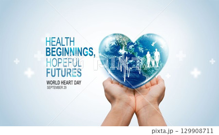 World heart day. health care medical focus heartbeat for checking the function of the patient heart. health insurance, love. heart attack and cardiology. elements of this image furnished by NASA. 129908711