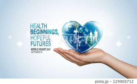 World heart day. health care medical focus heartbeat for checking the function of the patient heart. health insurance, love. heart attack and cardiology. elements of this image furnished by NASA. 129908712