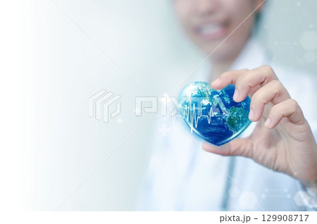 World heart day. health care medical focus heartbeat for checking the function of the patient heart. health insurance, love. heart attack and cardiology. elements of this image furnished by NASA. World heart day. health care medical focus heartbeat for checking the function of the patient heart. health insurance, love. heart attack and cardiology. elements of this image furnished by NASA. 129908717