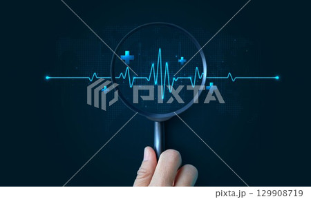 Heart pulse and heartbeat. world heart day. health care medical focus heartbeat for checking the function of the patient heart. modern simple design for medical apps, websites and hospital. 129908719
