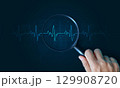 Heart pulse and heartbeat. world heart day. health care medical focus heartbeat for checking the function of the patient heart. modern simple design for medical apps, websites and hospital. 129908720