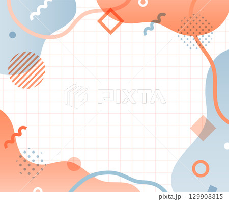 メンフィス柄・幾何学模様・抽象的な背景フレームのイラスト ポップ デザイン アブストラクト 素材 枠 メンフィス柄・幾何学模様・抽象的な背景フレームのイラスト ポップ デザイン アブストラクト 素材 枠 129908815