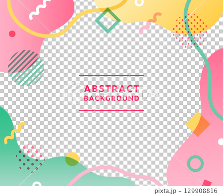 孟菲斯圖案，幾何圖案，抽象的背景框架圖解。流行設計，抽象材料，框架。 129908816