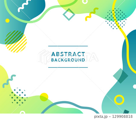 メンフィス柄・幾何学模様・抽象的な背景フレームのイラスト　ポップ　デザイン　アブストラクト　素材　枠 129908818