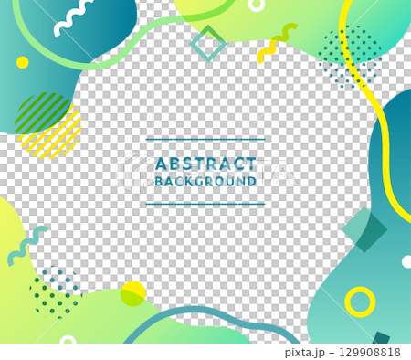 メンフィス柄・幾何学模様・抽象的な背景フレームのイラスト　ポップ　デザイン　アブストラクト　素材　枠 129908818