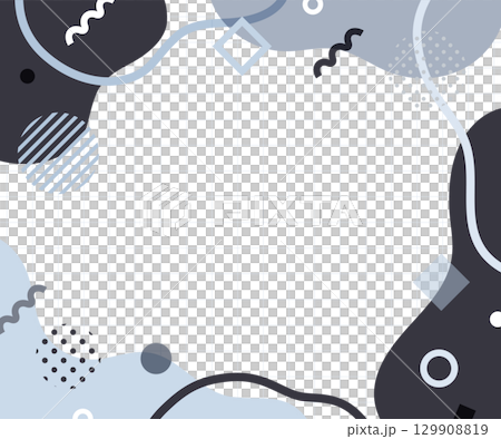 メンフィス柄・幾何学模様・抽象的な背景フレームのイラスト　ポップ　デザイン　アブストラクト　素材　枠 129908819